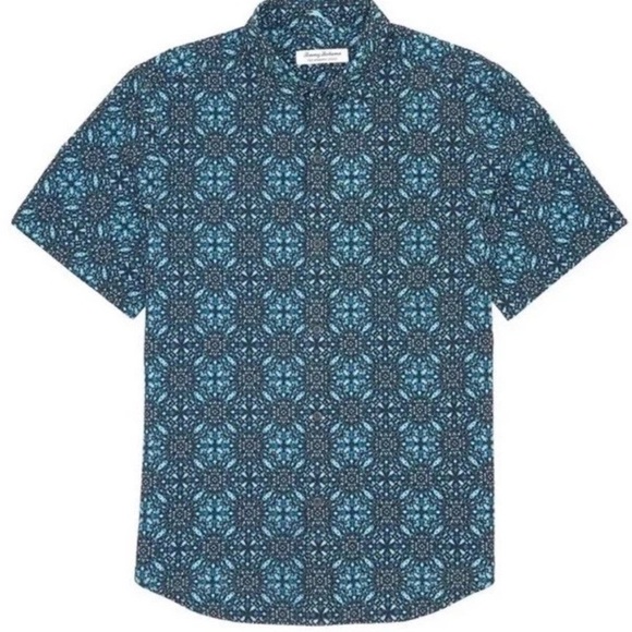 Tommy Bahama XLBahama Coast Mosaic Geo Stretch Hawaiian Shirt